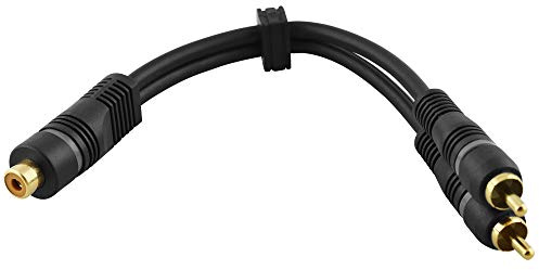BestPlug 20cm Y Video RCA Kabel Adapter Verteiler Splitter Weiche, 2 Cinch Stecker männlich auf 1 Cinch Buchse Kupplung weiblich vergoldet, Schwarz