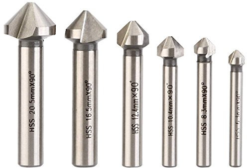 Countersink Drill Bits 6 PCS, MALAYAS HSS 6542 Countersink Drill Bit Set 90 Degrees, Titanium Chamfer Cutter Drill Bits for Wood Steel Aluminum , Metal, Machine Tools 6.3/8.3/10.4/12.4/16.5/20.5mm