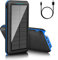 Solar Powerbank25800mAh Externer Akku: Power Bank Tragbares Ladegerät mit LED-Licht, 3 USB Ausgängen & 2 Eingängen Handy Akkupack für Camping Outdoor Kompatibel mit Phone | Android (Blue)