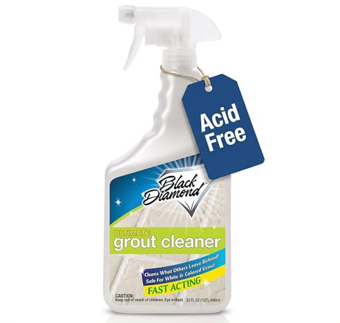 Black Diamond Stoneworks Ultimate Grout Cleaner for Tile Floors — Acid-Free Deep Cleaner Removes Grease, Dirt & Soap Scum Without Damaging Grout — Safe for Marble and All Natural Stone (1-Quart)