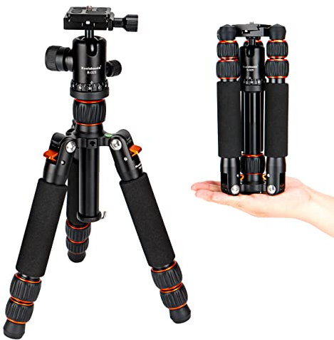 Koolehaoda Tragbares Mini-Stativ mit 360-Grad-Kugelkopf, höhenverstellbar, 21,1–63,5 cm, kompaktes Desktop-Mini-Stativ für DSLR-Kamera, Video, Camcorder, belastbar bis zu 10 kg (orange)