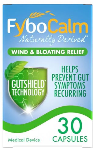 Fybocalm Wind and bloating relief, 30 capsules, Naturally derived, Wind and bloating relief, long lasting relief, Clinically proven, Gluten free