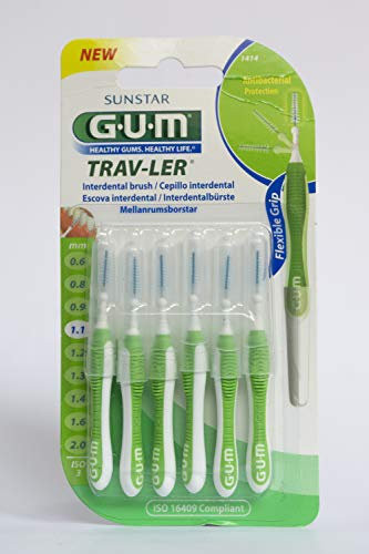 GUM TRAV-LER Interdentalbürsten 6 Stück ISO 3 grün 1,1mm, 3er Vorteilspack (3x 6 Stück)