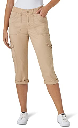 Lee Pantalón Capri para Mujer con Cintura de Punto Austyn de Ajuste Relajado, Café, 16 US