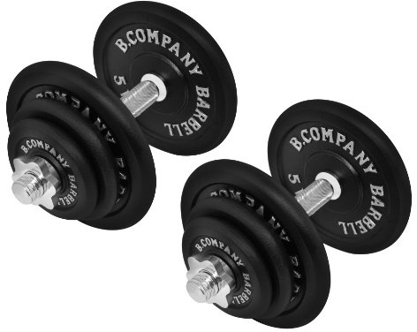 Bad Company Kurzhantel-Set I Hantelscheiben aus Gusseisen mit Kurzhantelstangen 30/31 mm in diversen Gewichtsklassen von 20-60 kg