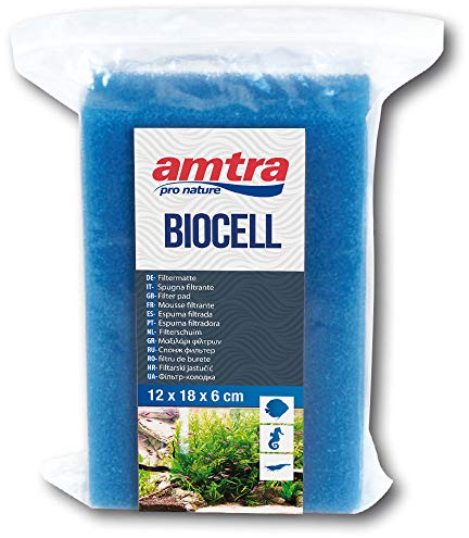 Amtra Biocell Blue Foam - Synthetic Aquarium Sponge, Mechanical Aquarium Filter Sponge, Non-Toxic, Fine Porosity, 18x12 CM
