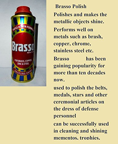 Artcollectibles India Lot de 3 Brasso en métal polonais, Laiton en cuivre en acier inoxydable Nettoyant liquide, 90 ml