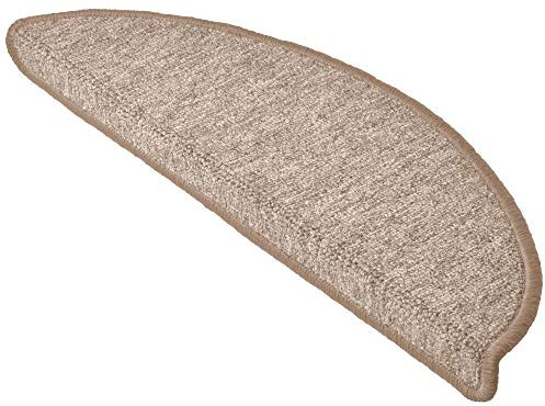 Beautissu 15x Anti Slip Stair Carpet Treads Self Adhesive 15x55 cm ProStair - Indoor Round Stair Runner Carpet for Staircases Protector Mats Pads Noise Reduction & Floor Protection - Sand