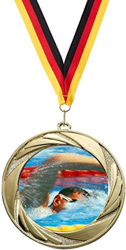 Verlag Reiner Kullack 10er-Set Medaillen »Schwimmen«, mit 50 mm Sportfoto-Emblem (Metall, bunt)