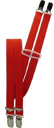 Harrys-Collection Hosenträger Herren 4 Clips 18mm, rot | hohe Elastizität, verstellbare Länge, stabiler Metall-Clip Verschluss, H-Form Rückenkreuz, dehnbares Hosen Zubehör