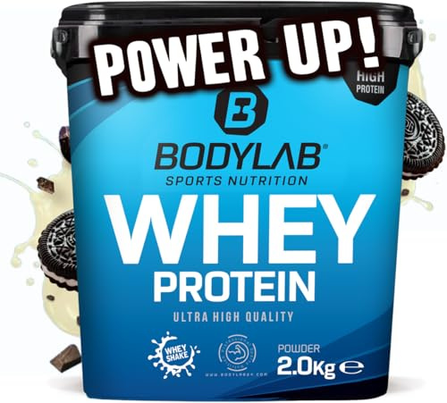 Bodylab24 Whey Protein Powder Galletas y nata 2kg, polvo rico en proteína para músculos más fuertes, la proteína de suero puede promover la construcción de músculo, con 80% de proteína, sin aspartamo
