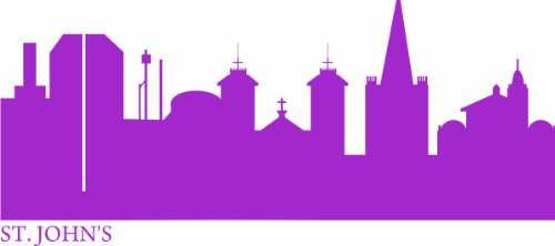 INDIGOS UG - Wandtattoo Wohnzimmer - Wandaufkleber St. John’s (Neufundland) 160x63 cm - Flieder e625 Skyline Stadt - Aufkleber Kinderzimmer Schlafzimmer Küche Badezimmer Büro Dekoration