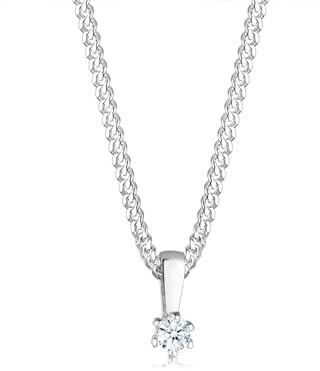Elli DIAMONDS Halskette Damen Kreis Anhänger elegant mit Diamant (0.06 ct.) in 925 Sterling Silber