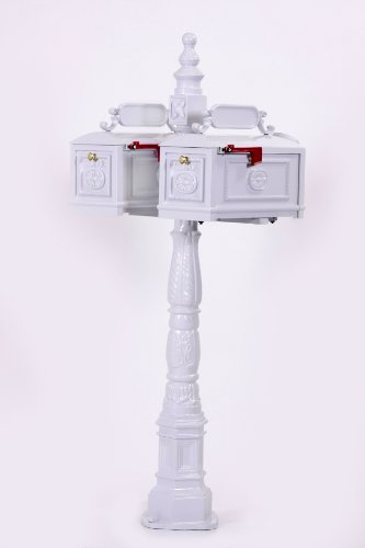 Better Box Mailboxes Decorative Residential Curbside Cast Aluminum Double Mailbox White Authentic * Original * Exclusive