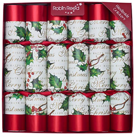 12 x 12 Ribbons and Holly Christmas Crackers by Robin Reed (628)