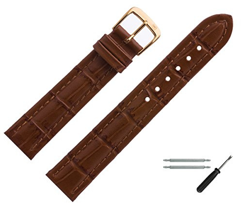 MARBURGER Uhrenarmband 18mm Leder Alligator Prägung - Werkzeug Montage Set 55118