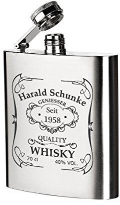 polar-effekt Edelstahl Flachmann mit Gravur - Schnapsflasche 200 ml - Geschenk-Idee zum Geburtstag oder Vatertag - Motiv Quality Whiskey