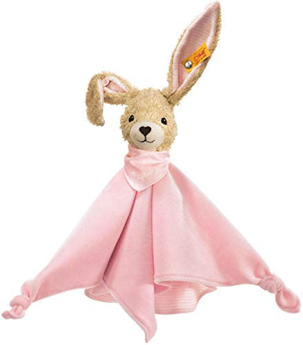 Steiff Kuscheltier Hoppel Hase Schmusetuch, Süßes Stofftier, Jungen, Mädchen & Babys ab 0 Monaten, Spielzeug 28 cm, Rosa, 237546