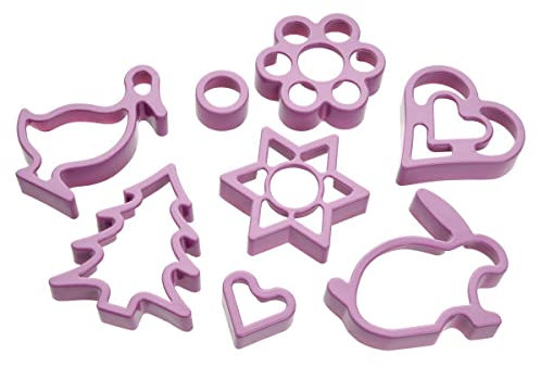 Zenker cortadores de galletas , cortadores galletas Navidad, moldes galletas varias formas: Corazón, árbol navidad, estrella, conejo, pato, color rosa, fabricado en plástico. 23x16x1.5 cm. 8Uds.