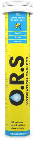 O.R.S Hydration Tablets - Lemon, Pack of 1 | Winter Electrolytes for Dehydration, Sports & Travel Recovery Drinks | Oral Rehydration Salts for Electrolyte Replacement | Vegan, Gluten-Free, Low Calorie