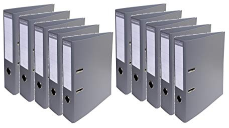 Exacompta 53754E 10er Pack Premium PVC-Ordner Prem´Touch. 7 cm breit DIN A4 Ringordner Aktenordner Briefordner Büroordner Plastikordner Schlitzordner dunkelgrau