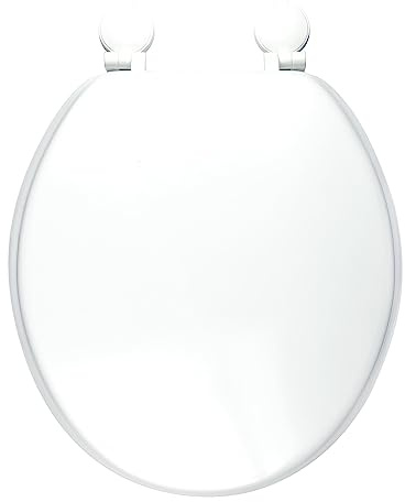 Wirquin 21230001 Woody Solid Wood Wooden Bathroom Toilet Seat with plastic hinge.
