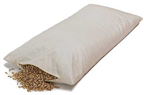 Organic Spelt Husk Pillow 40 x 80 cm, Organic Percale + Organic Filling, Direct Filled, Undyed and Unbleached, Sleeping Pillow, Pillow