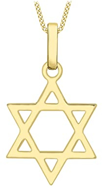 CARISSIMA Women's 9 ct Yellow Gold David Star Pendant Necklace of Length 45.72 cm