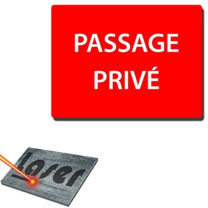Plaque gravée autocollante 20x15 Passage privé fond rouge