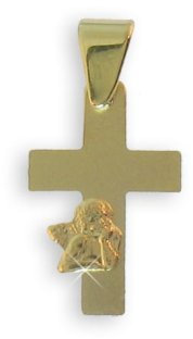 Viennagold Kreuz Anhänger mit Engelchen Kinderkreuz 14 Karat Gold 585 (Art.203112) Gratis Express Gravur