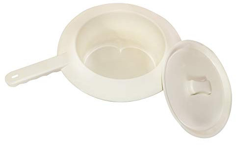 Medi-Inn Bettpfanne aus Kunststoff | wiederverwendbares Stechbecken mit Deckel | rund | 1 Stück