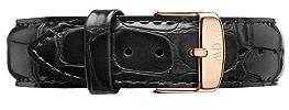Daniel Wellington Classic Reading, Schwarz/Roségold Uhrenarmband, 18mm, Leder, für Damen und Herren