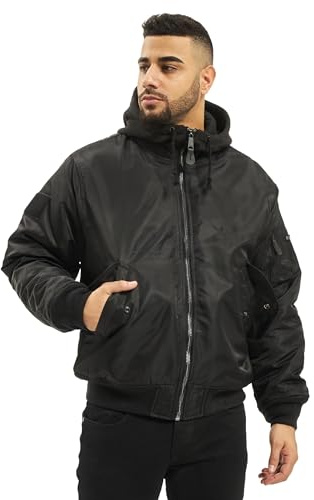 Brandit MA1 jacka med huva för män, Svart huva, 3XL stor