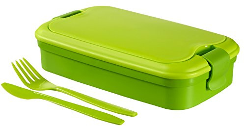 Curver Bento avec Couverts - pour Transporter Votre Panier Repas - 13,5x23,5x6,3 cm - Vert
