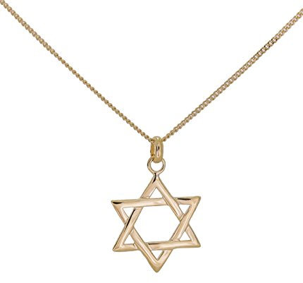 Anhänger jüdischer Davidstern, 18 K vergoldet mit Kette und Schatulle 50cm. von Ascalido®