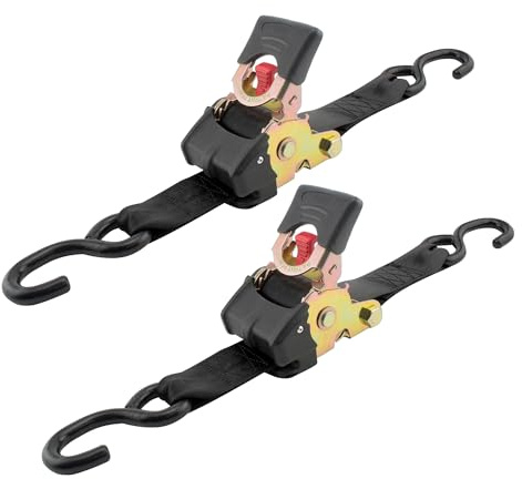 Erickson Pro Series 2in x 10ft Black Retractable Ratcheting Tie-Down Straps, High-Strength Design, 3300 lb Load Capacity, Pack of 2