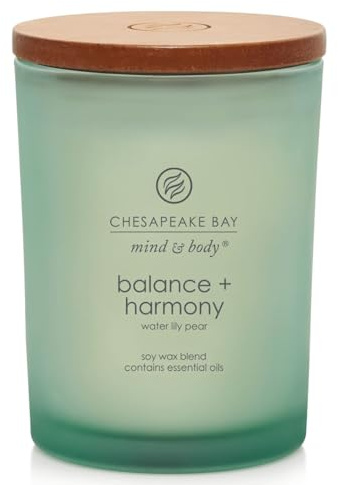 Chesapeake Bay Balance + Harmony Scented Candle Water Lily Pear Fragrance 50 Hours Burn Time Warm & Decorative Soy Wax Blend