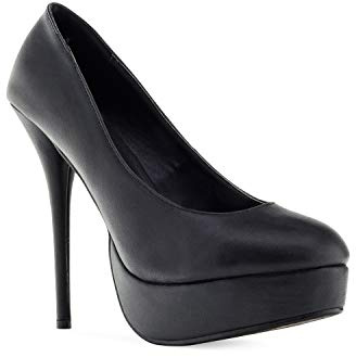 Andrés Machado - Décolleté Particolari in Similpelle Nera per Donna/Ragazza con Tacco di 14,0 cm, Plateau e Punta Tonda - Tacchi Alti - AM453 – Nero, dalla Taglia EU 44
