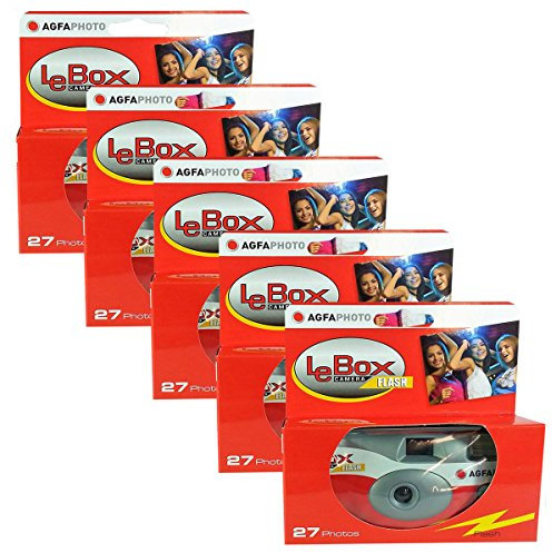 5 x PHOTO PORST monouso per macchina fotografica/fotocamera di altezza tempo/festa Fotocamera Agfa (27 fotografie, flash, 5-pezzi