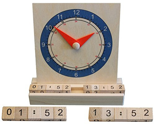 Lernspielzeug Lernuhr Analog & Digital BxH 17,5x20cm NEU Uhr Holzuhr Wecker Zeit Zahlen Spielzeug Lernen Schule Mathematik Zählen Hausaufgaben Strategiespiel Holzspiel Spielsortiment Holz Seiffen