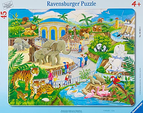 Ravensburger Kinderpuzzle - 06661 Besucher im Zoo - Rahmenpuzzle für Kinder ab 4 Jahren, mit 45 Teilen
