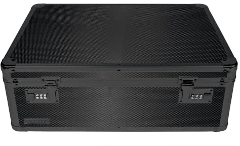 Vaultz Storage Lock Box - 6.5 x 19.25 x 13.5 Inch Lockable Dorm Storage Trunk with Combination Lock - Briefcase, Medicine Box, Lock Boxes for Personal Items, Cash, Laptop - Black on Black