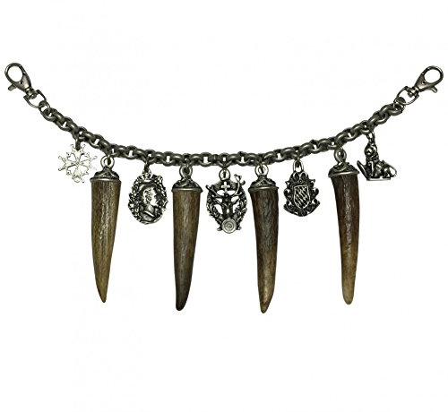 Charivari echt versilbert Kette Tracht Hirschhorn Hirsch Reh Horn Trachtenkette für Lederhose Qualität Unikat Herren Damen Handarbeit Made in Austria