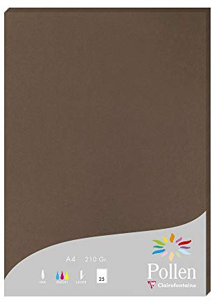 Clairefontaine 24292C - Packung mit 25 Karten Pollen 210g, DIN A4, 21 x 29,7cm, Braun