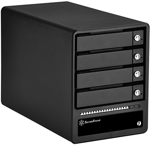 SilverStone SST-TS433-TB - Boîtier disque dur externe Thunderbolt 2 avec 4 baies de stockage RAID, supporte HDD ou SSD 2.5 pouces ou 3.5 pouces, noir
