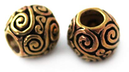 Bronze Norse Viking Celtic Beard Beads Rings, Dwarven Dreadlock Pirate Medieval Hair Beads, Pagan Jewelry
