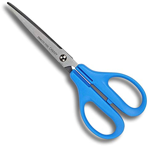 CANARY Scissors Adults for Office, Sharp Japanese Stainless Steel Blade, All Purpose Paper Scissors, Blue Handle, Made in Japan