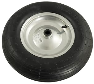 HSI Luftrad I Schubkarrenrad 4.80 4.00-8 I Ø 260 mm I Schubkarrenreifen mit Rillenprofil I Sackkarrenrad I Belastung bis zu 130 kg I Mit Stahlfelge