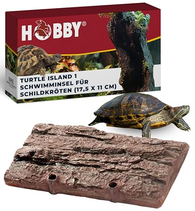 Hobby Terraristik Turtle Island 1 I Schwimminsel für Schildkröten I 17,5 x 11 cm I Natürliches Felsdesign & Sonnenplatz I Schwimmende Plattform für Terrarium I Dekorative Landfläche