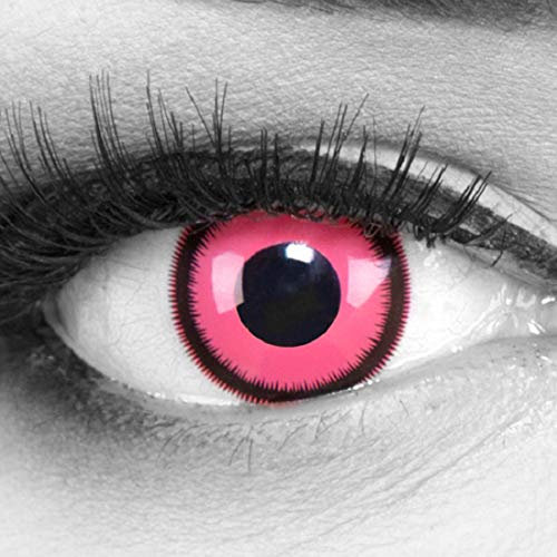 Funnylens 1 paio di lenti a contatto colorate rosa lunatic anno perfetti per Halloween, Carnevale, carnevale o notti con contenitore per lenti a contatto senza graduazione.